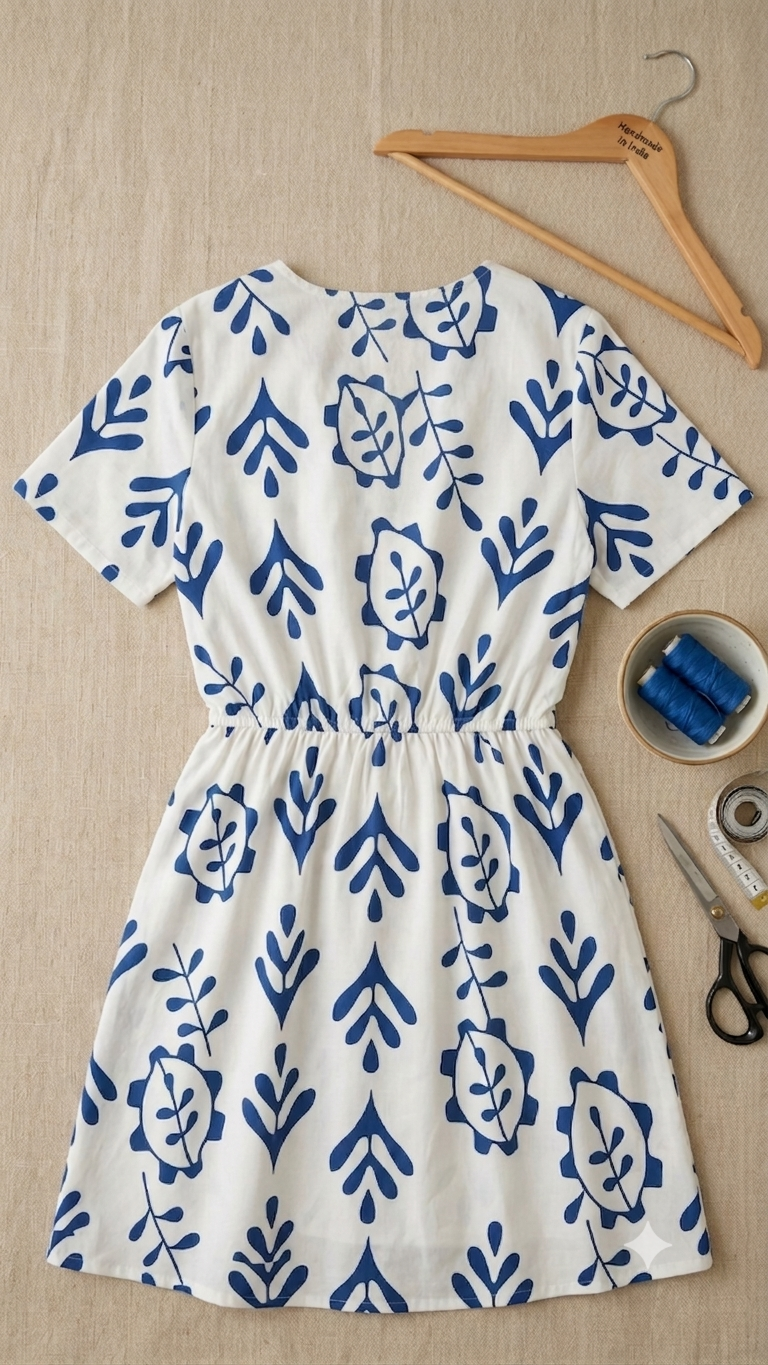 Floral Printed A-Line Midi Dress with V-Neck