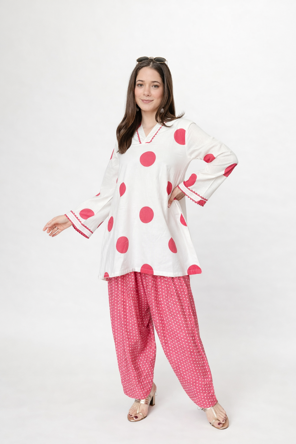 PINK POLKA FARSHI SET