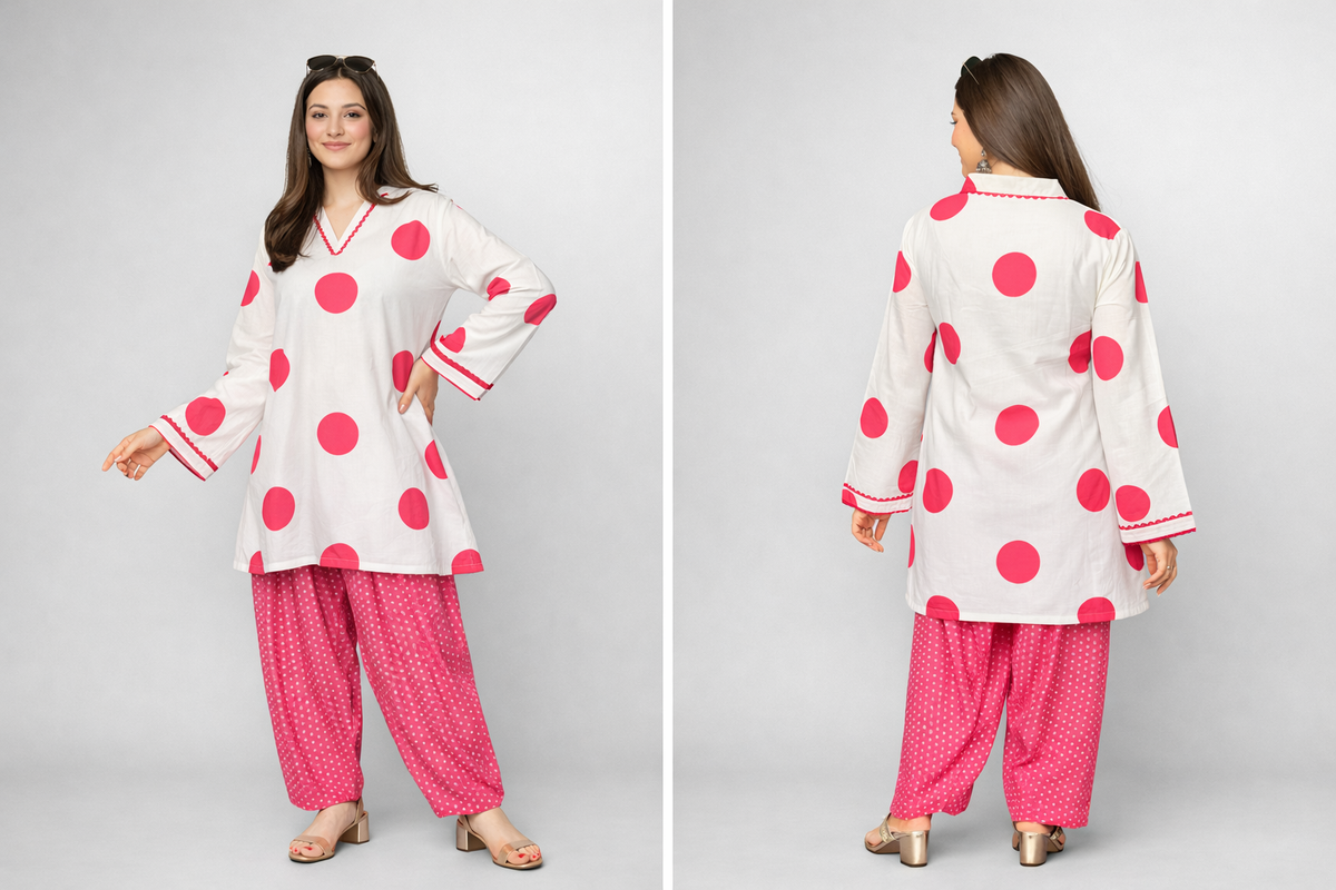 PINK POLKA FARSHI SET