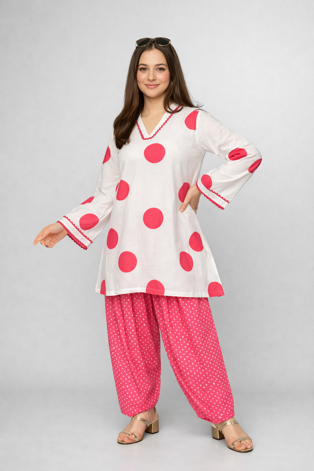 PINK POLKA FARSHI SET