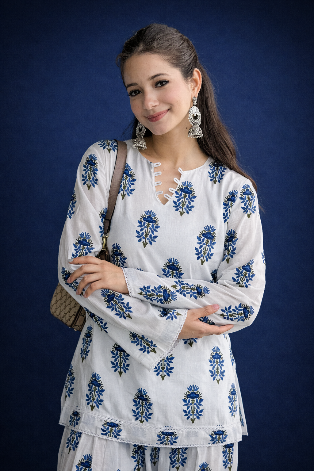 IVORY BLUE BUTA FARSHI SET