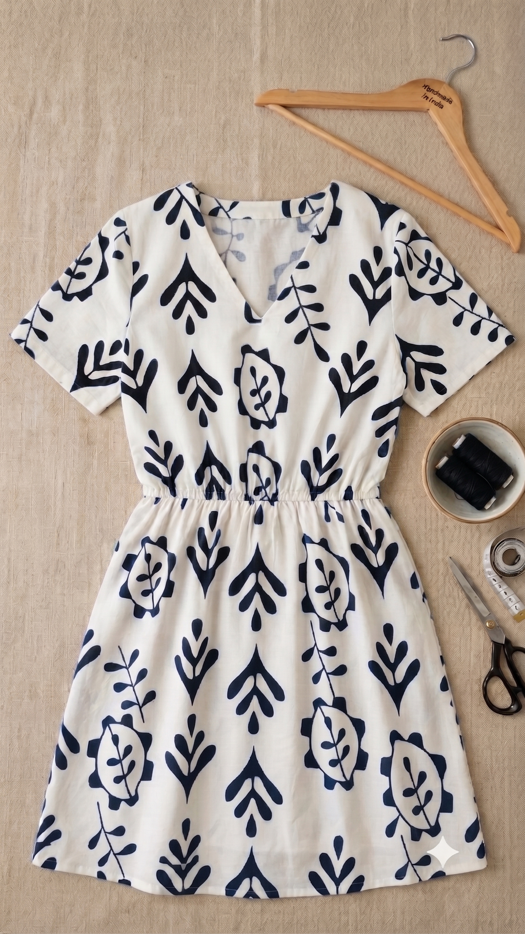 Floral Printed A-Line Midi Dress with V-Neck